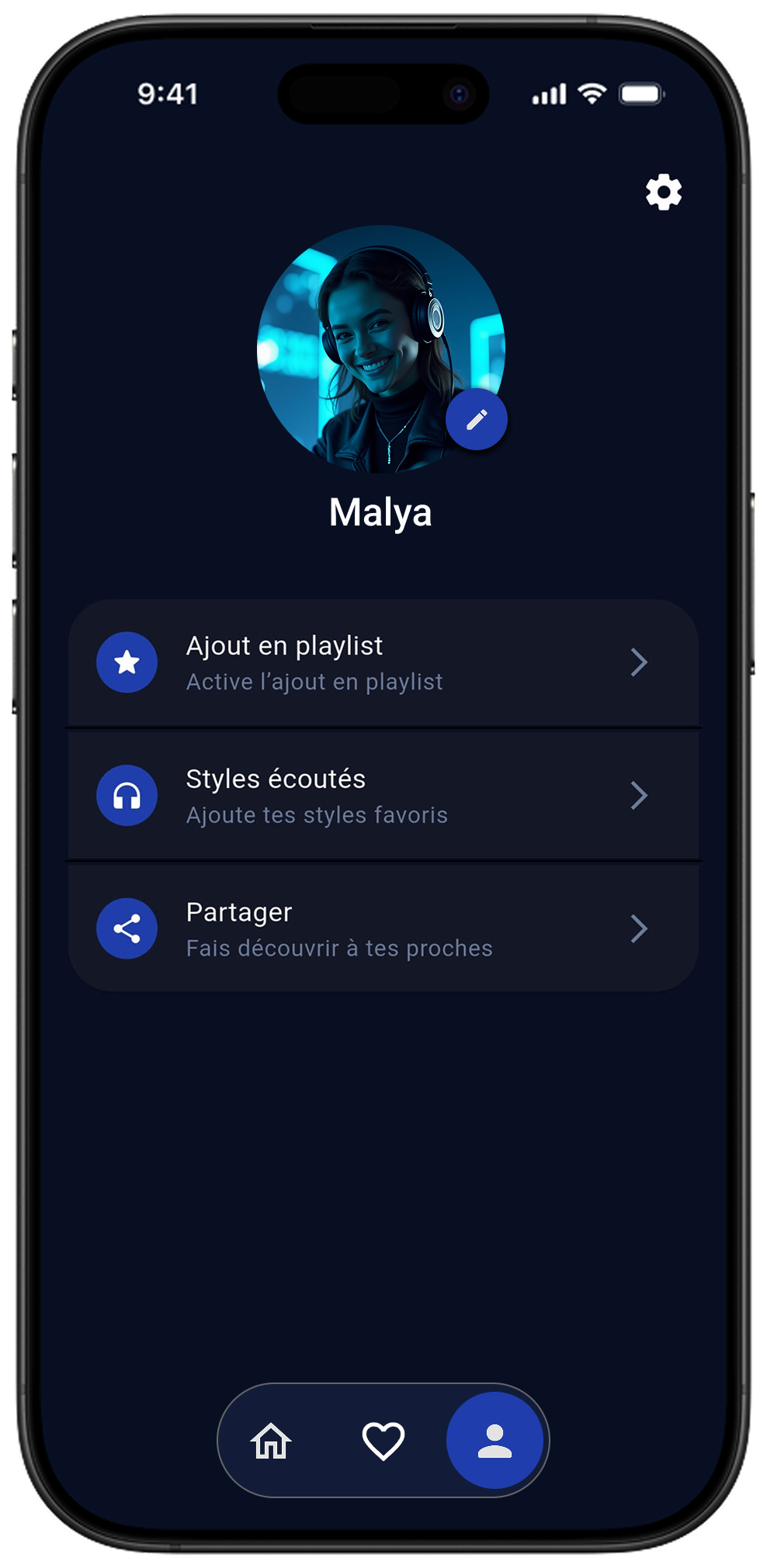Profile page
